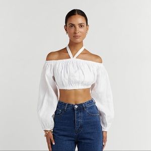Dissh Ginny White Linen Crop Top 6